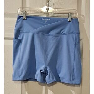 Blogilates Crisscross Scrunch Biker Shorts Blue XL Pocket Activewear Yoga